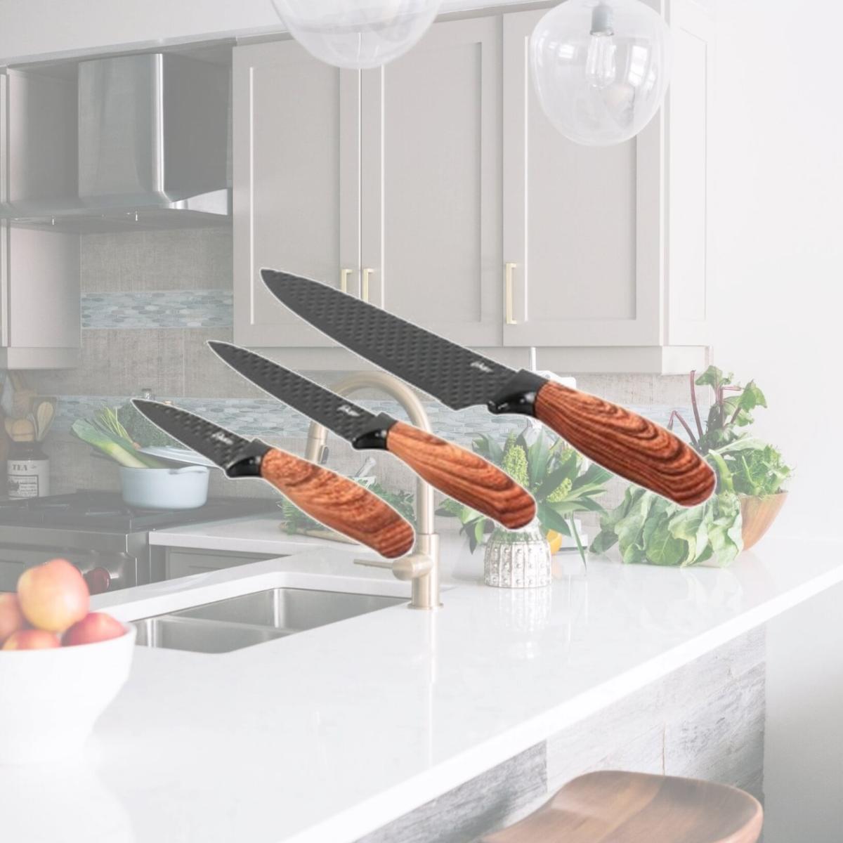 Picture of Oster 134814.03 Gunderson Stainless Steel Cutlery Set, Black - 3 Piece
