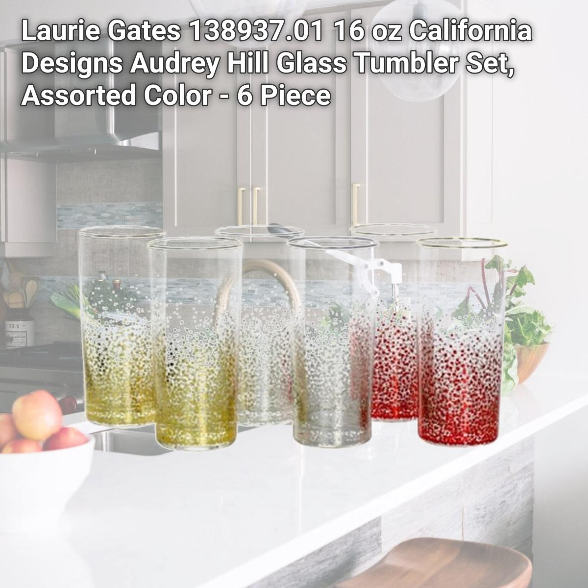 Picture of Laurie Gates 138937.01 16 oz California Designs Audrey Hill Glass Tumbler Set, Assorted Color - 6 Piece
