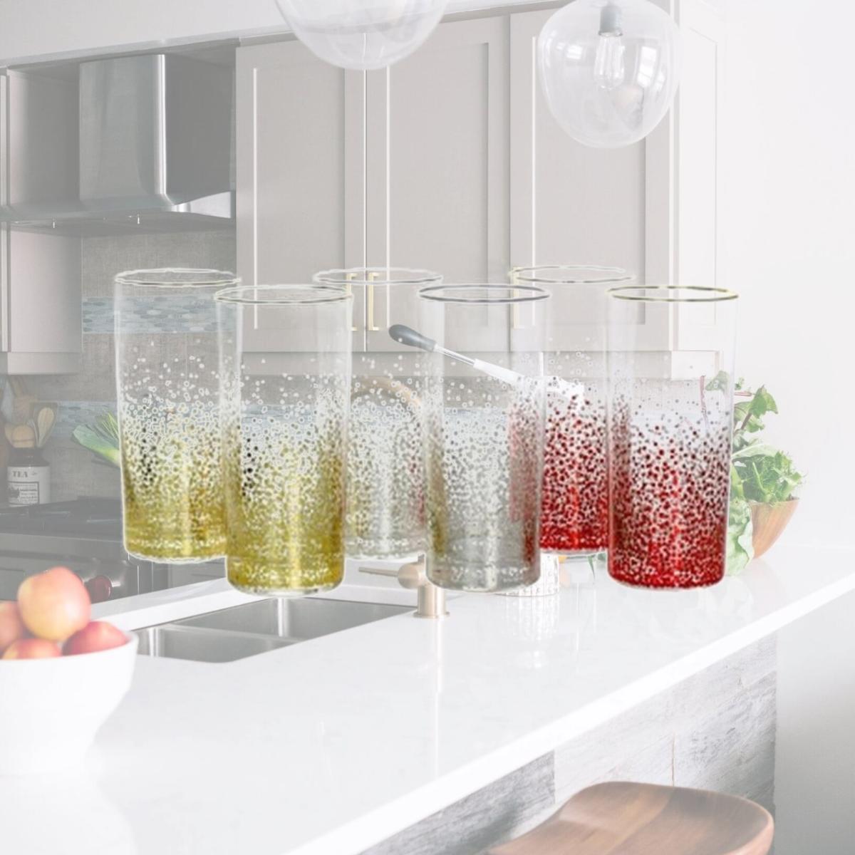 Picture of Laurie Gates 138937.01 16 oz California Designs Audrey Hill Glass Tumbler Set, Assorted Color - 6 Piece