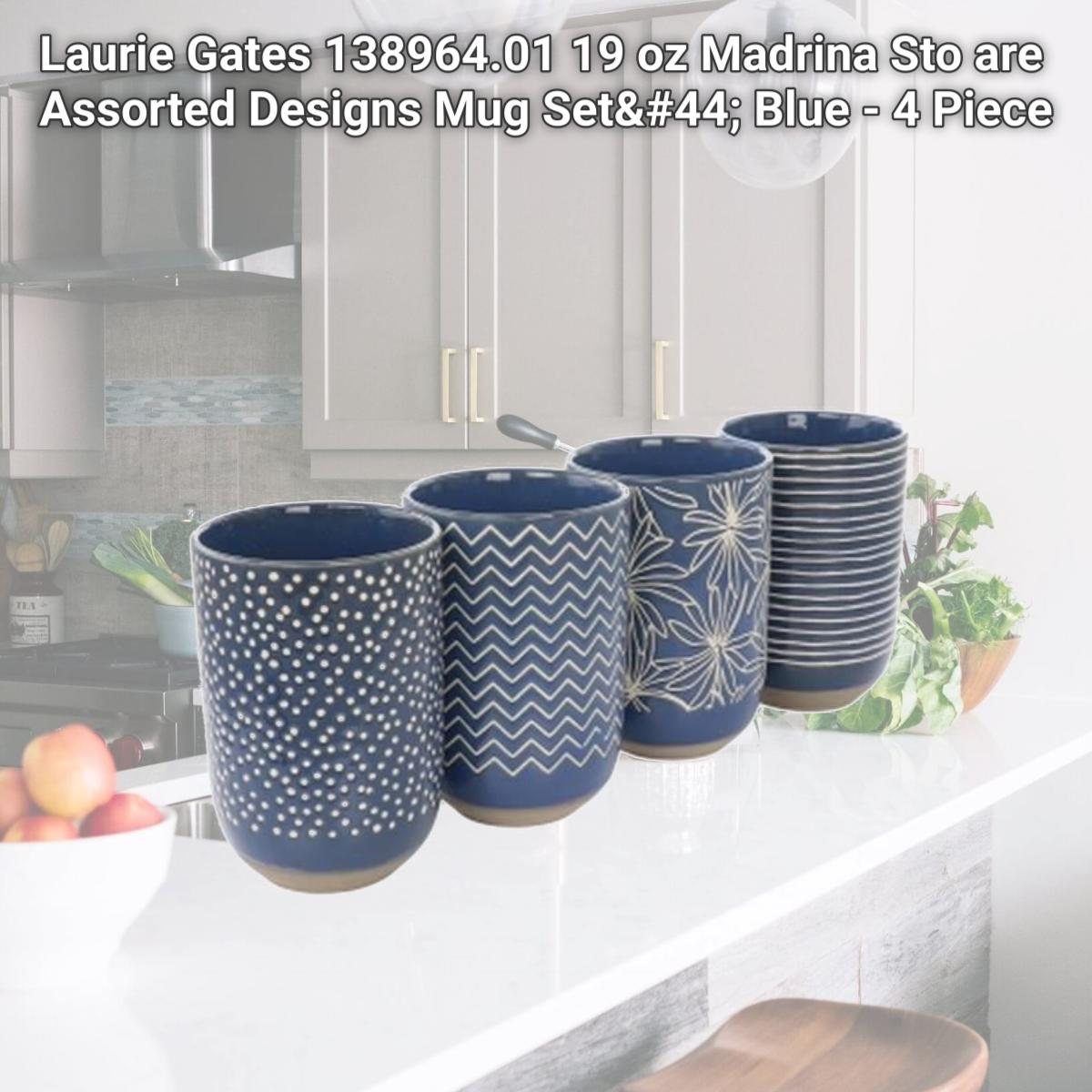 Picture of Laurie Gates 138964.01 19 oz Madrina Sto are Assorted Designs Mug Set, Blue - 4 Piece