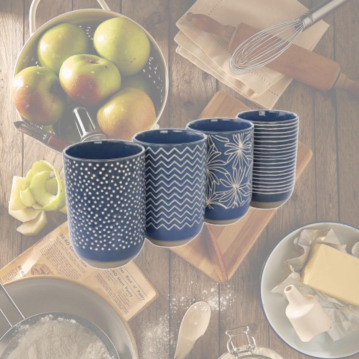 Picture of Laurie Gates 138964.01 19 oz Madrina Sto are Assorted Designs Mug Set, Blue - 4 Piece