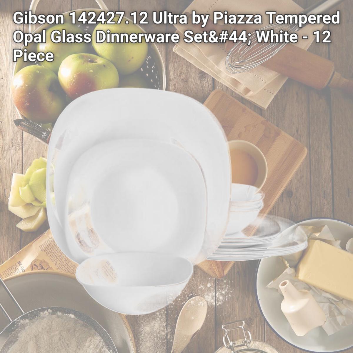 Picture of Gibson 142427.12 Ultra by Piazza Tempered Opal Glass Dinnerware Set, White - 12 Piece
