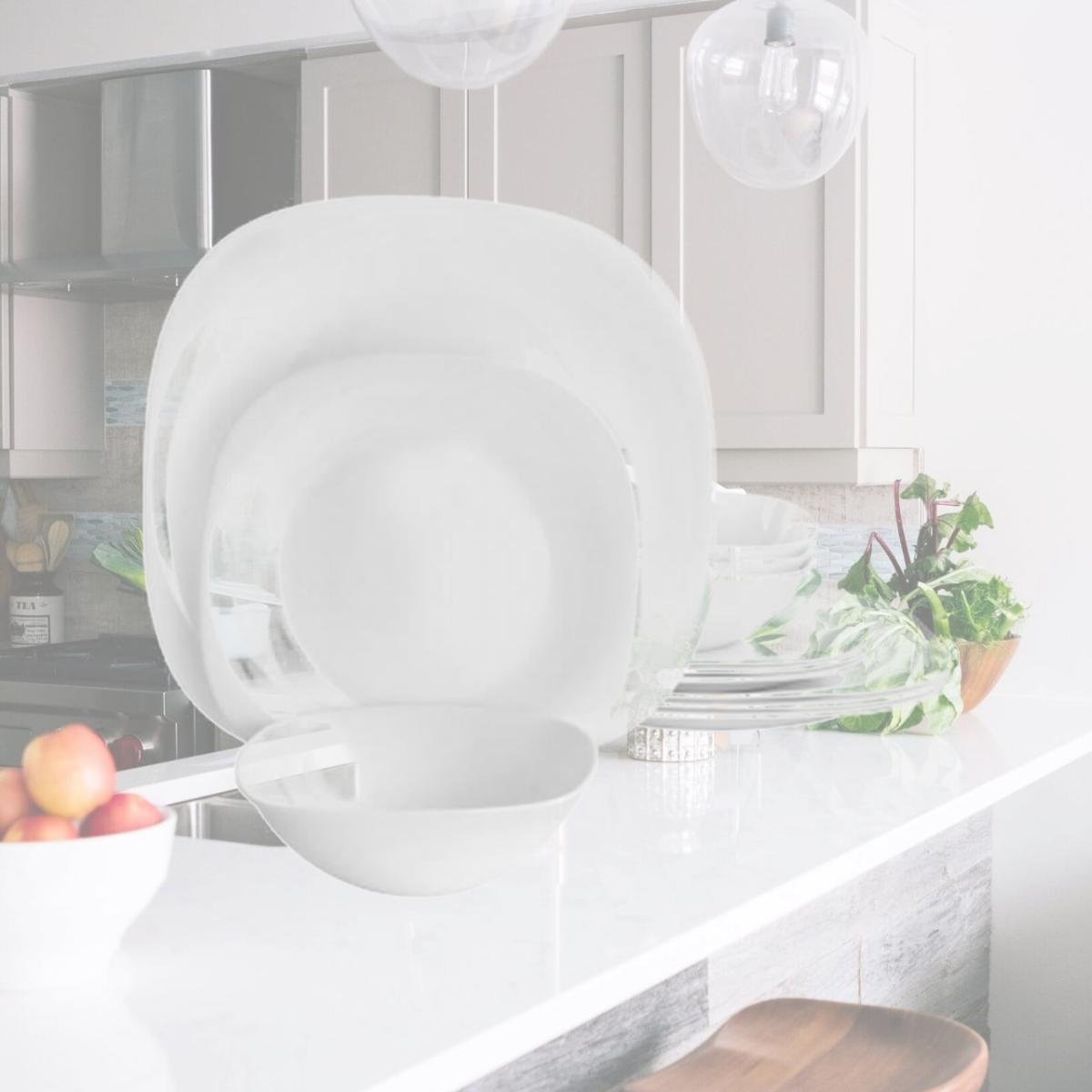 Picture of Gibson 142427.12 Ultra by Piazza Tempered Opal Glass Dinnerware Set, White - 12 Piece