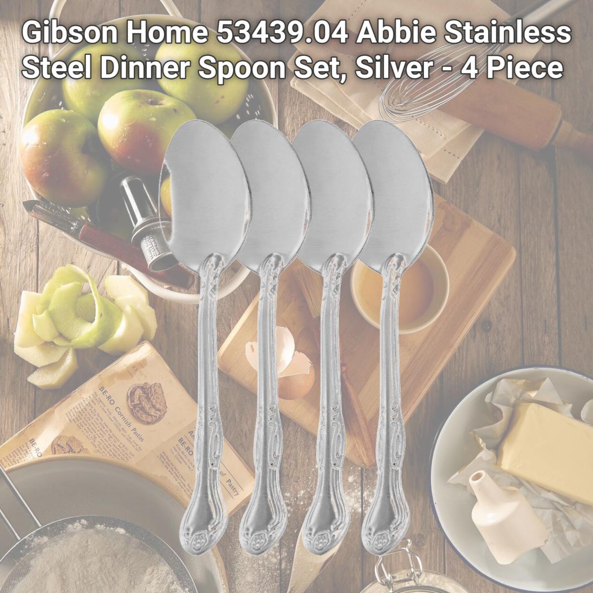 Picture of Gibson Home 53439.04 Abbie Stainless Steel Dinner Spoon Set, Silver - 4 Piece