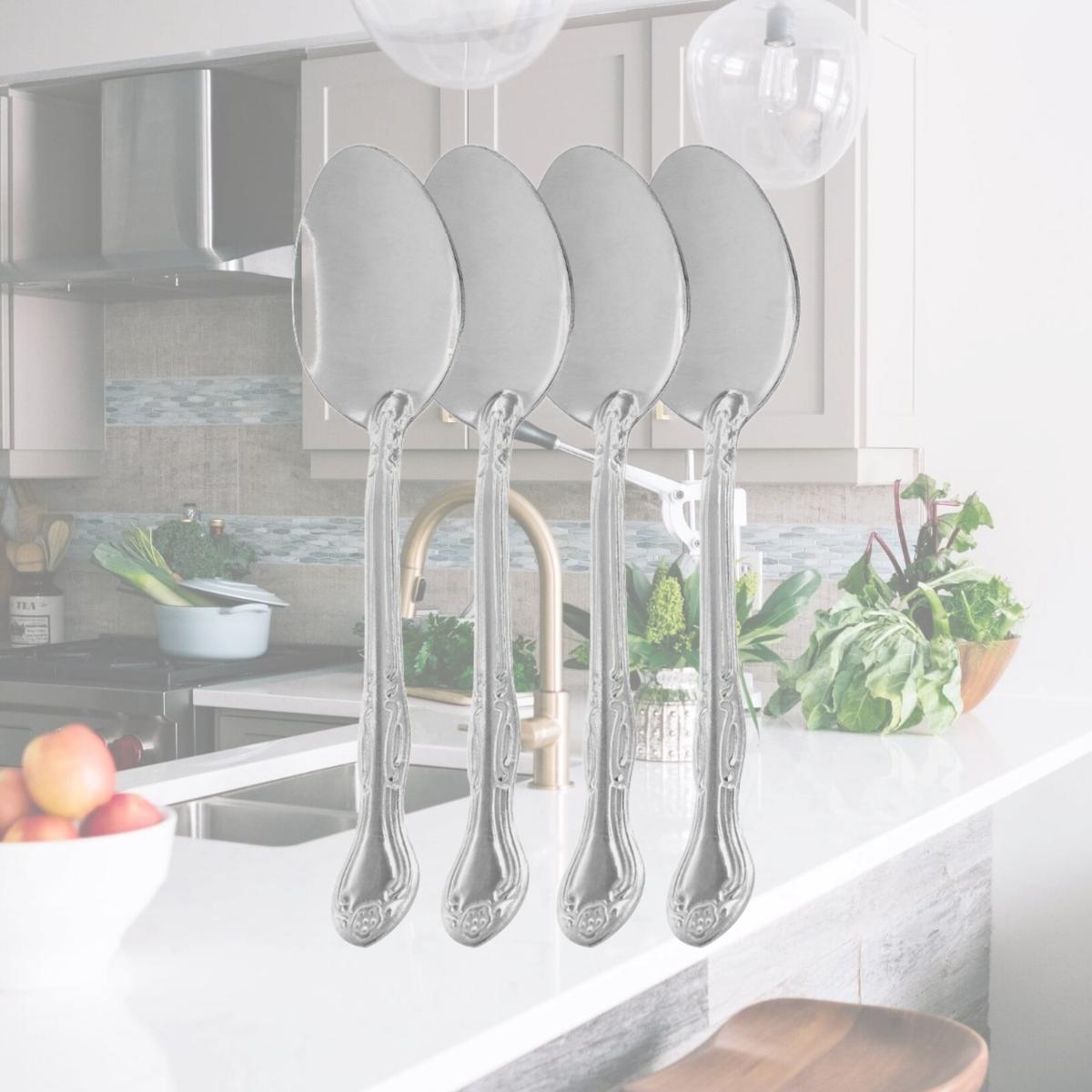 Picture of Gibson Home 53439.04 Abbie Stainless Steel Dinner Spoon Set, Silver - 4 Piece