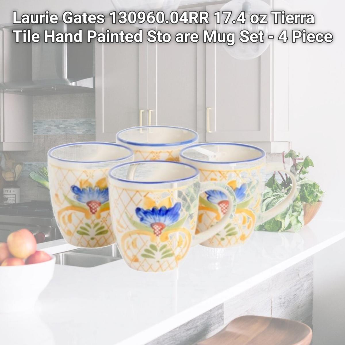 Picture of Laurie Gates 130960.04RR 17.4 oz Tierra Tile Hand Painted Sto are Mug Set - 4 Piece