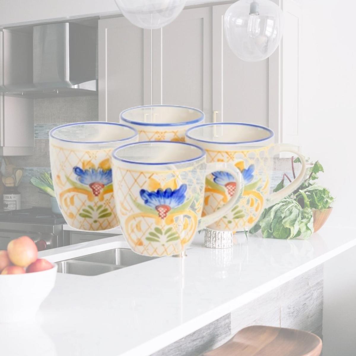 Picture of Laurie Gates 130960.04RR 17.4 oz Tierra Tile Hand Painted Sto are Mug Set - 4 Piece