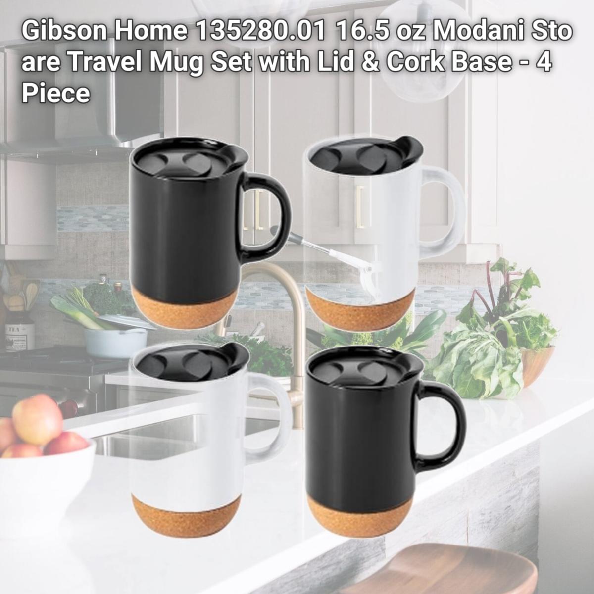 Picture of Gibson Home 135280.01 16.5 oz Modani Sto are Travel Mug Set with Lid & Cork Base - 4 Piece