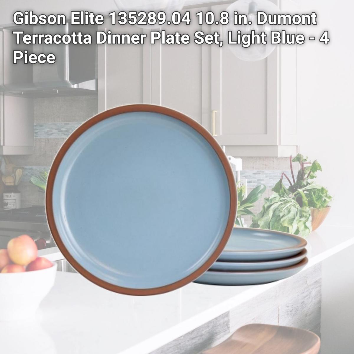 Picture of Gibson Elite 135289.04 10.8 in. Dumont Terracotta Dinner Plate Set, Light Blue - 4 Piece