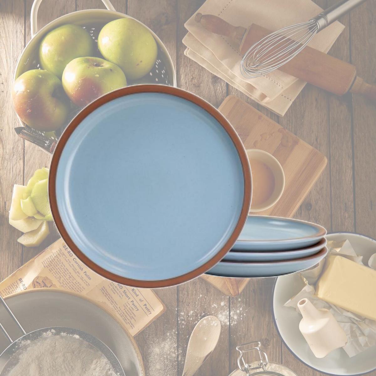 Picture of Gibson Elite 135289.04 10.8 in. Dumont Terracotta Dinner Plate Set, Light Blue - 4 Piece