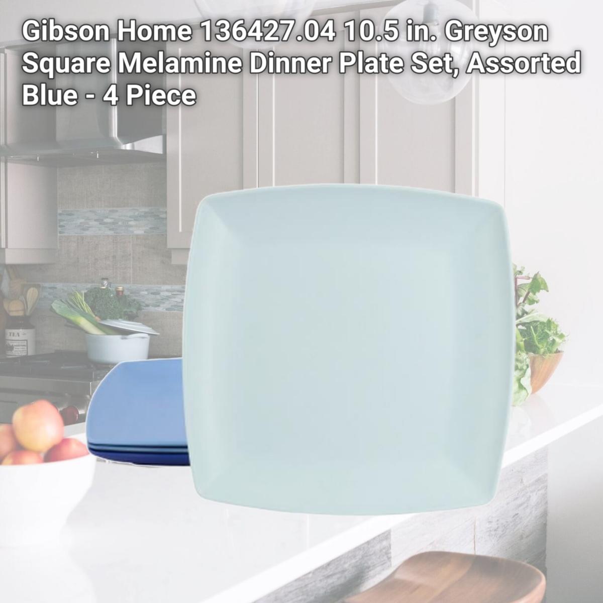 Picture of Gibson Home 136427.04 10.5 in. Greyson Square Melamine Dinner Plate Set, Assorted Blue - 4 Piece
