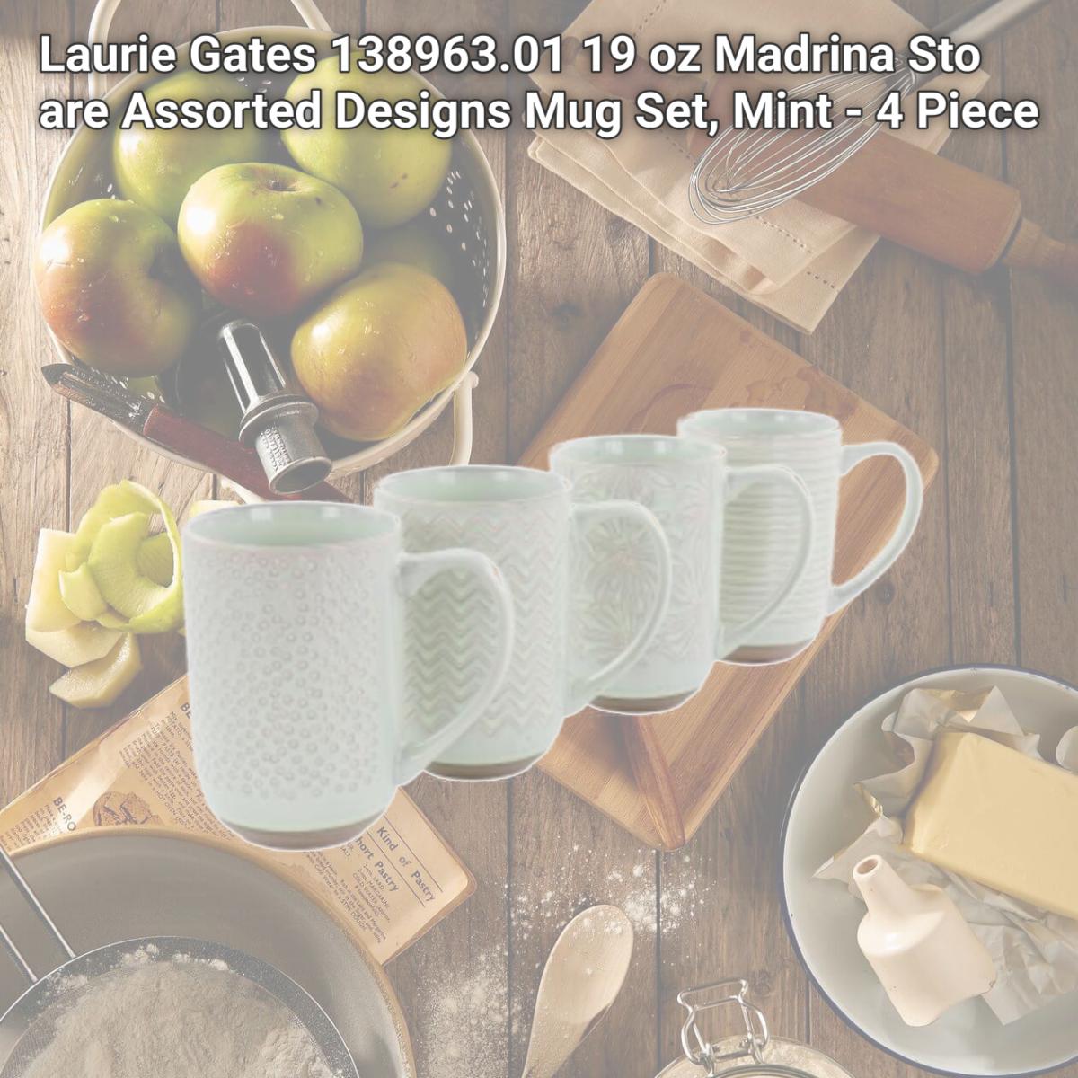 Picture of Laurie Gates 138963.01 19 oz Madrina Sto are Assorted Designs Mug Set, Mint - 4 Piece