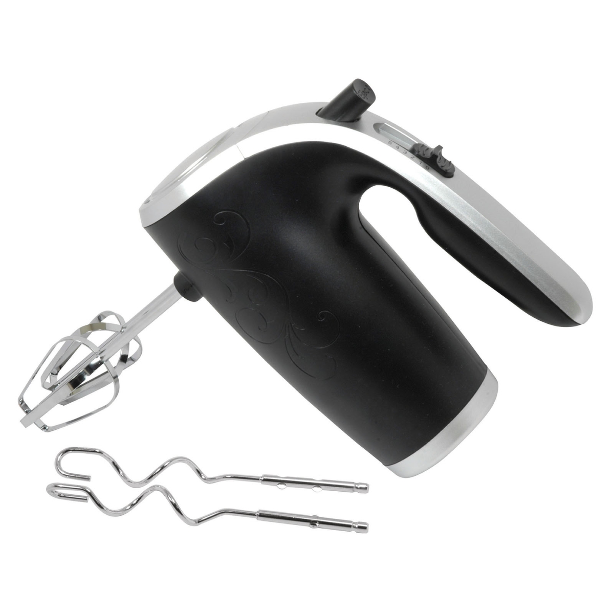 5 Speed 150 Watt Hand Mixer With Silver Accents, Black
