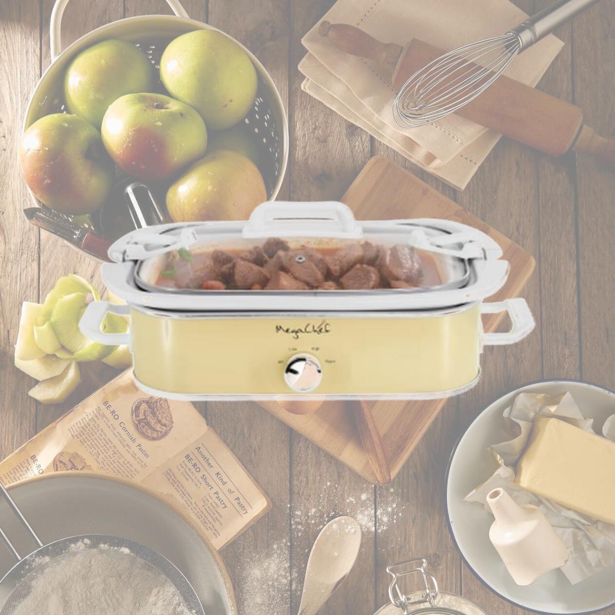 Picture of Megachef MGSL-5000-C 3.5 qt. Casserole Slow Cooker with 3 Temperature Settings, Cream