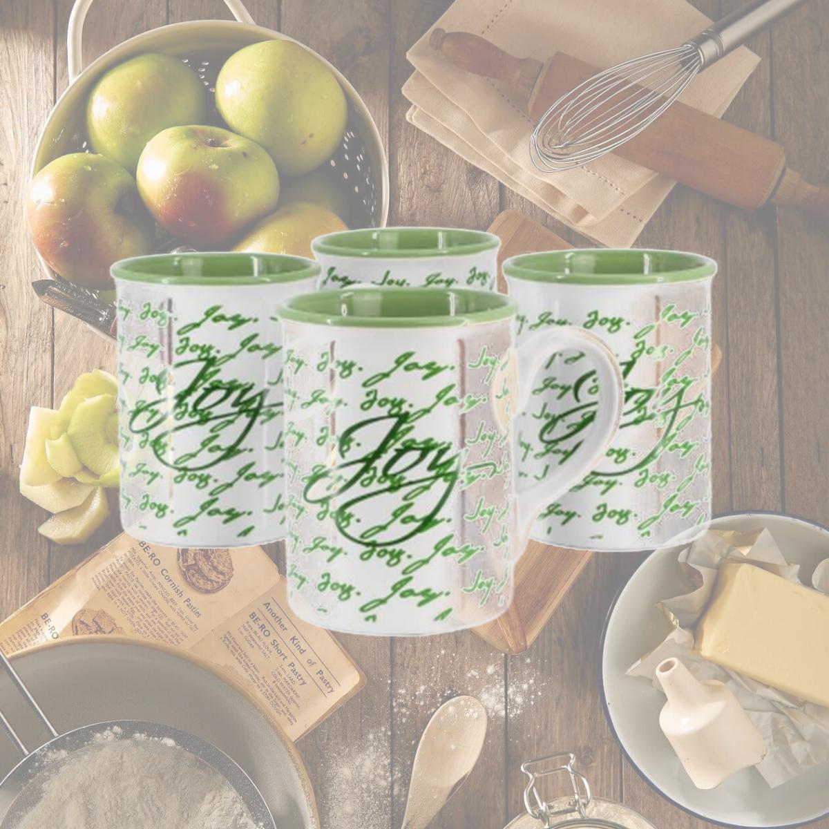 Picture of Gibson Home 142554.01 16 oz Inspirational Words Joy Sto are Mug Set, Green - 4 Piece