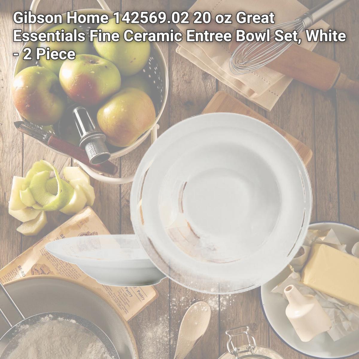 Picture of Gibson Home 142569.02 20 oz Great Essentials Fine Ceramic Entree Bowl Set, White - 2 Piece