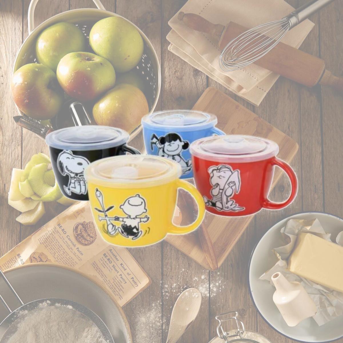 Picture of Gibson 129409.01 23.5 oz Peanuts 70th Anniversary Sto are Soup Bowl Set with Vented Lids, Assorted Colors - 4 Piece