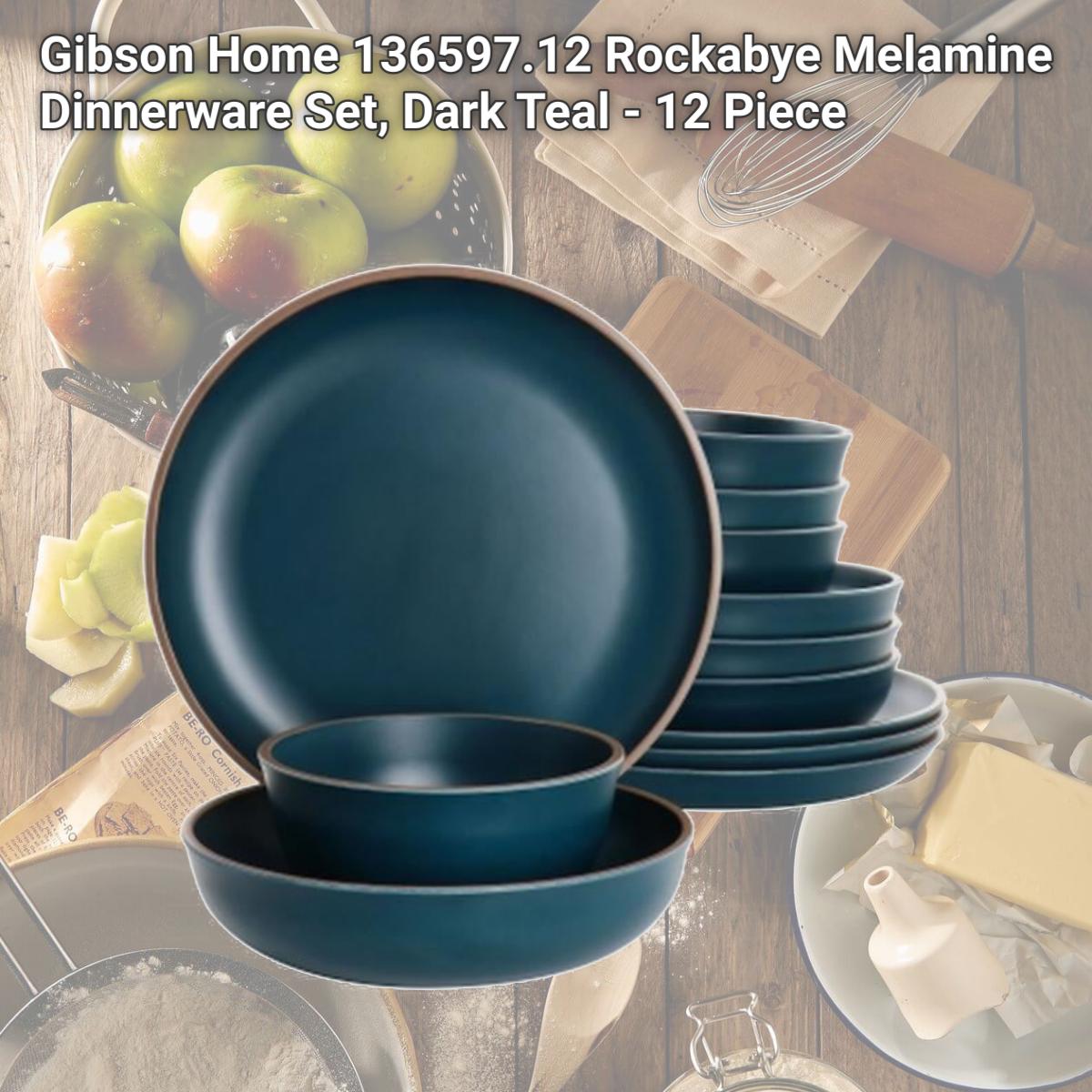 Picture of Gibson Home 136597.12 Rockabye Melamine Dinnerware Set, Dark Teal - 12 Piece
