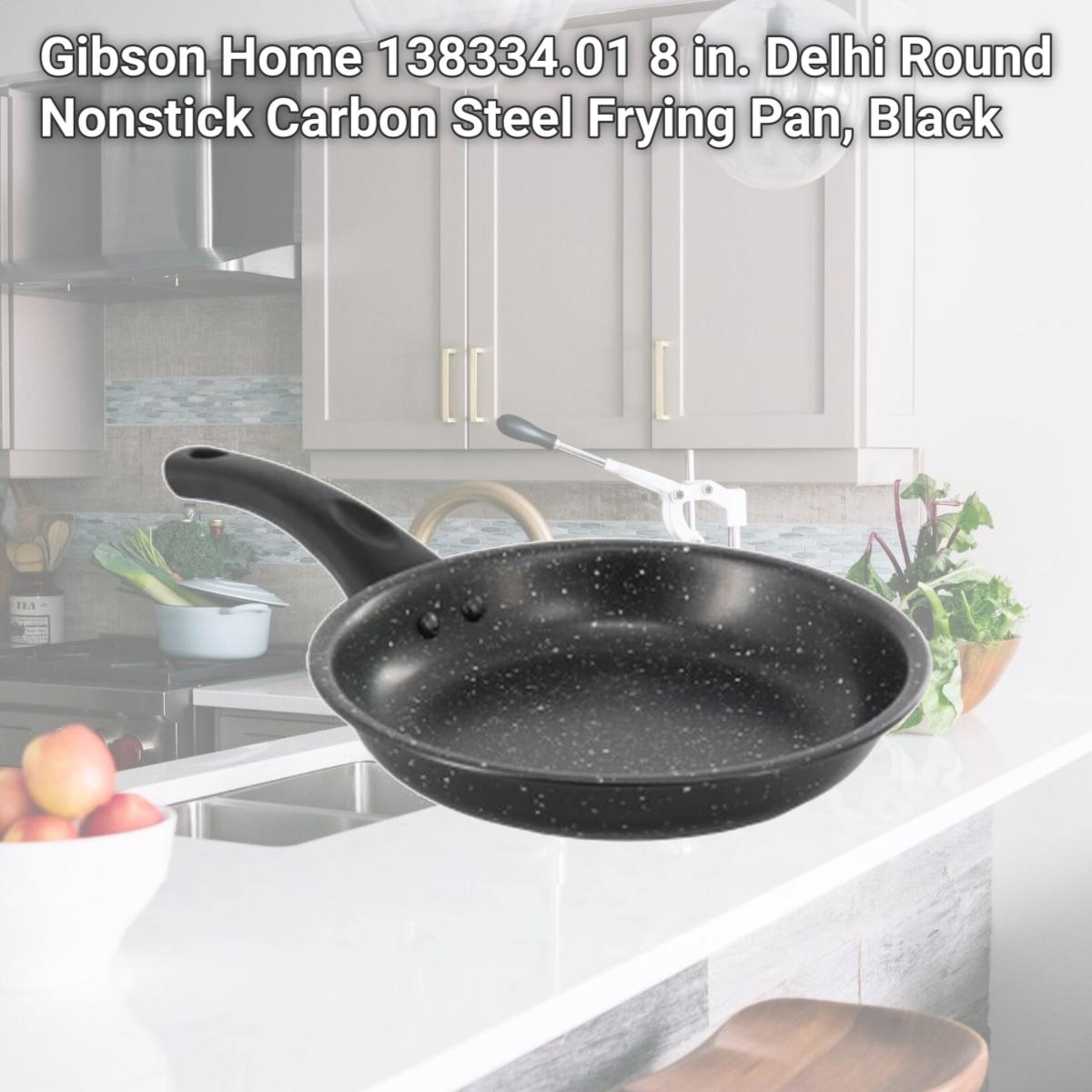 Picture of Gibson Home 138334.01 8 in. Delhi Round Nonstick Carbon Steel Frying Pan, Black
