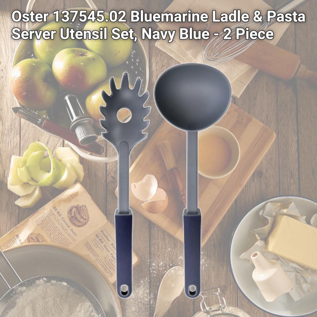 Picture of Oster 137545.02 Bluemarine Ladle & Pasta Server Utensil Set, Navy Blue - 2 Piece
