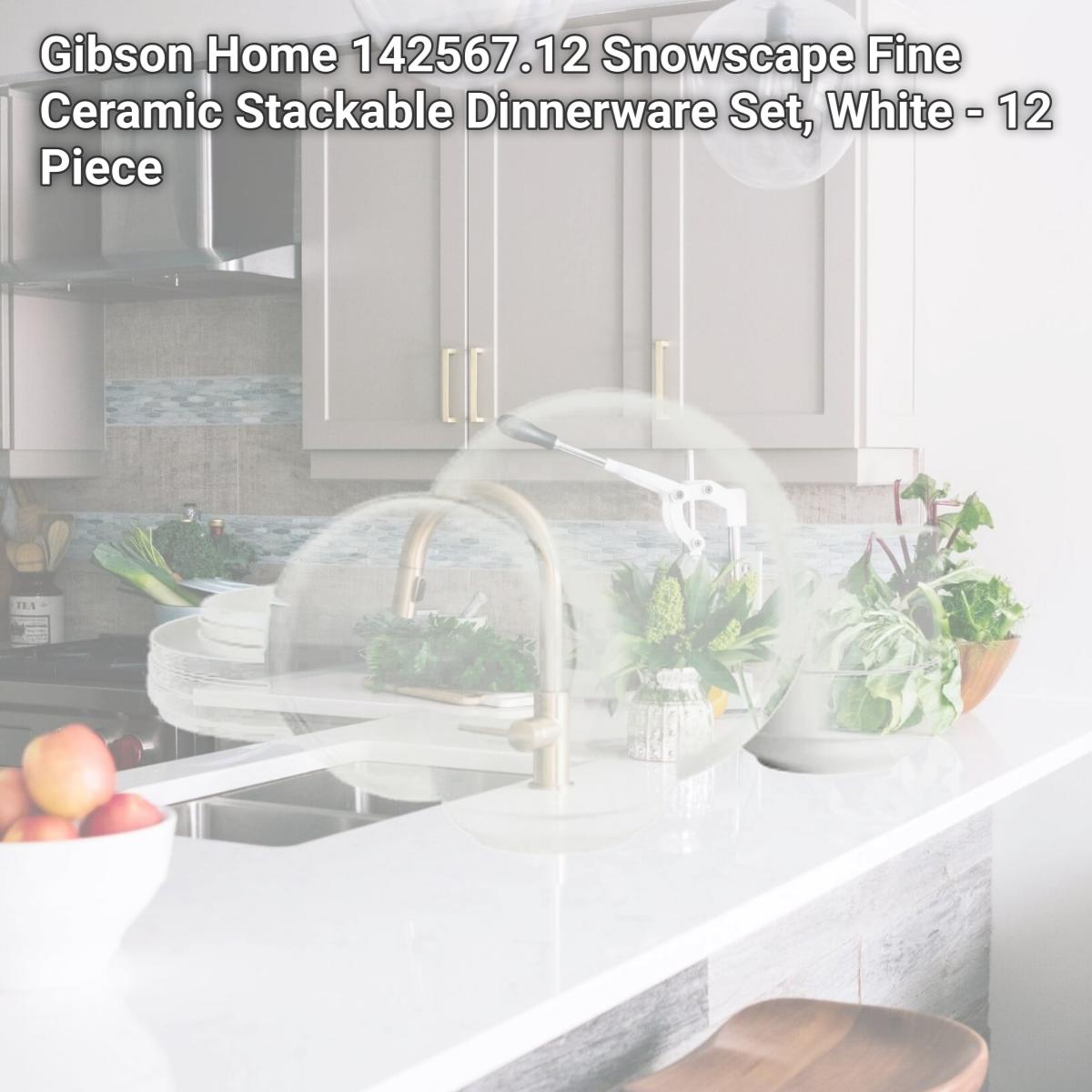 Picture of Gibson Home 142567.12 Snowscape Fine Ceramic Stackable Dinnerware Set, White - 12 Piece