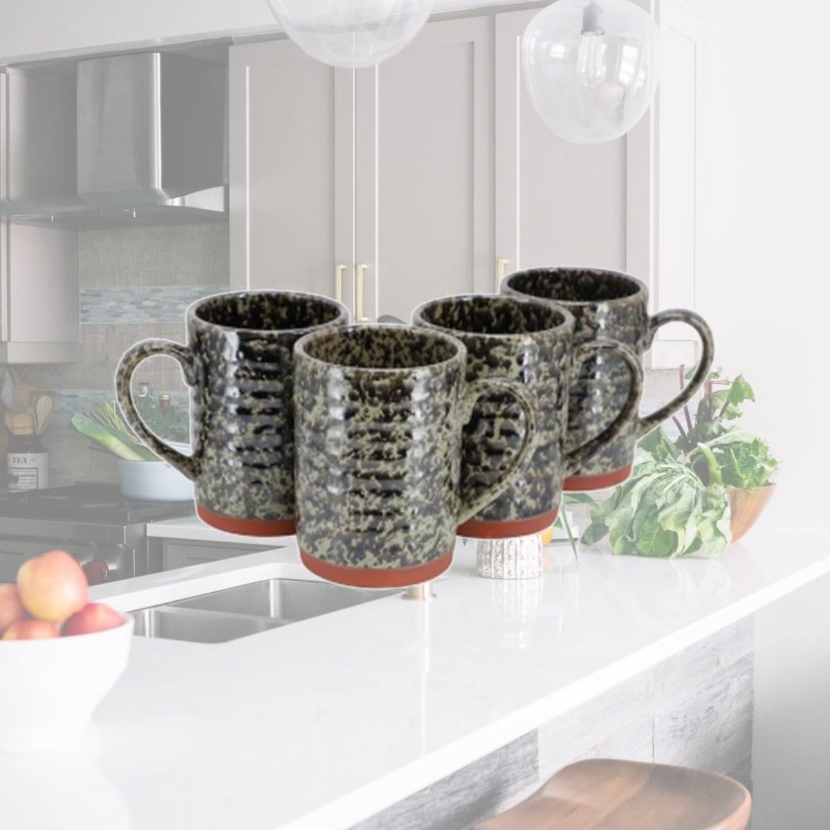 Picture of Gibson Home 142962.01 18.5 oz Terra Bella Terracotta Mug Set, Peacock Green - 4 Piece