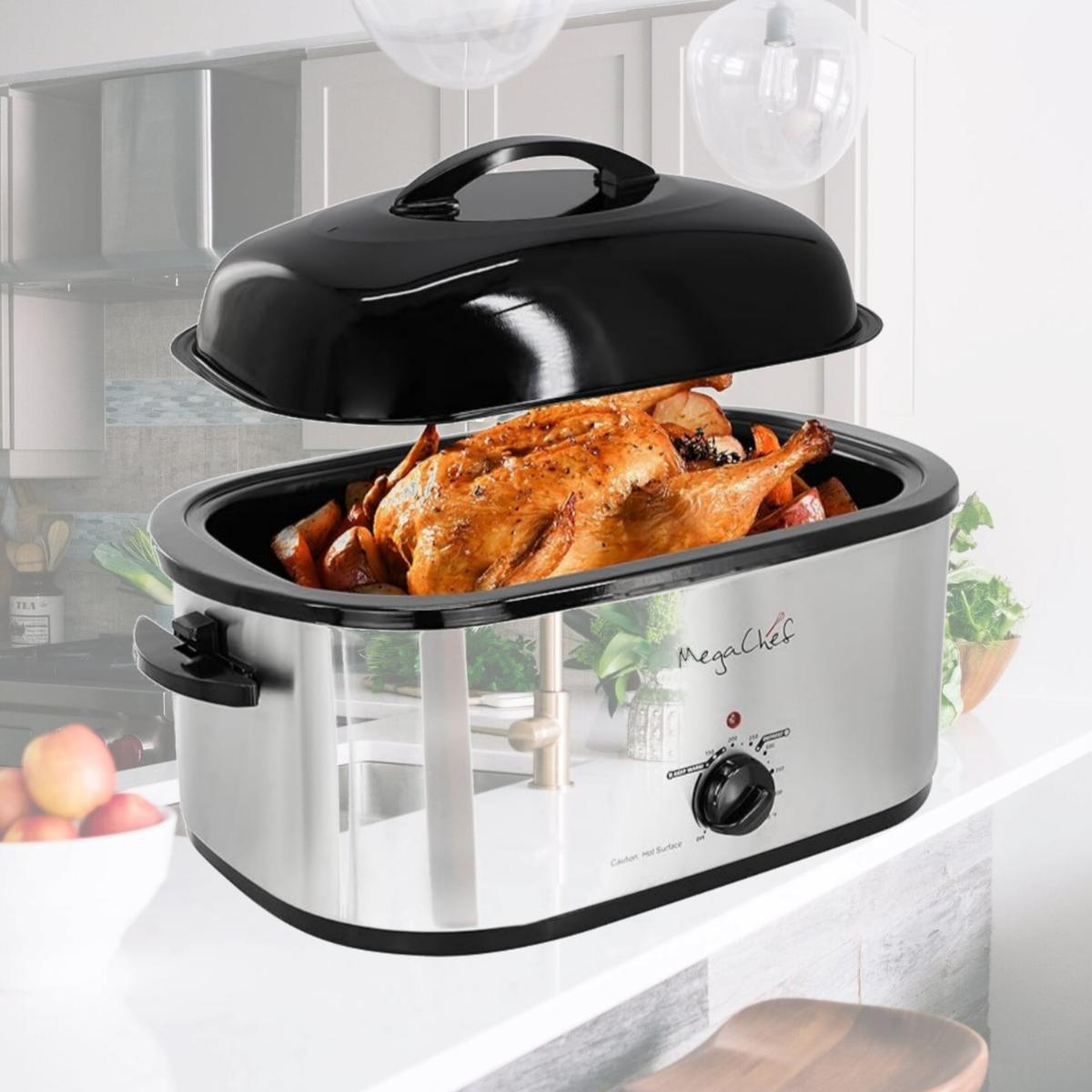 Picture of Megachef MG-RST77 22 qt. Electric Roaster Oven with High Dome Self-Basting Lid