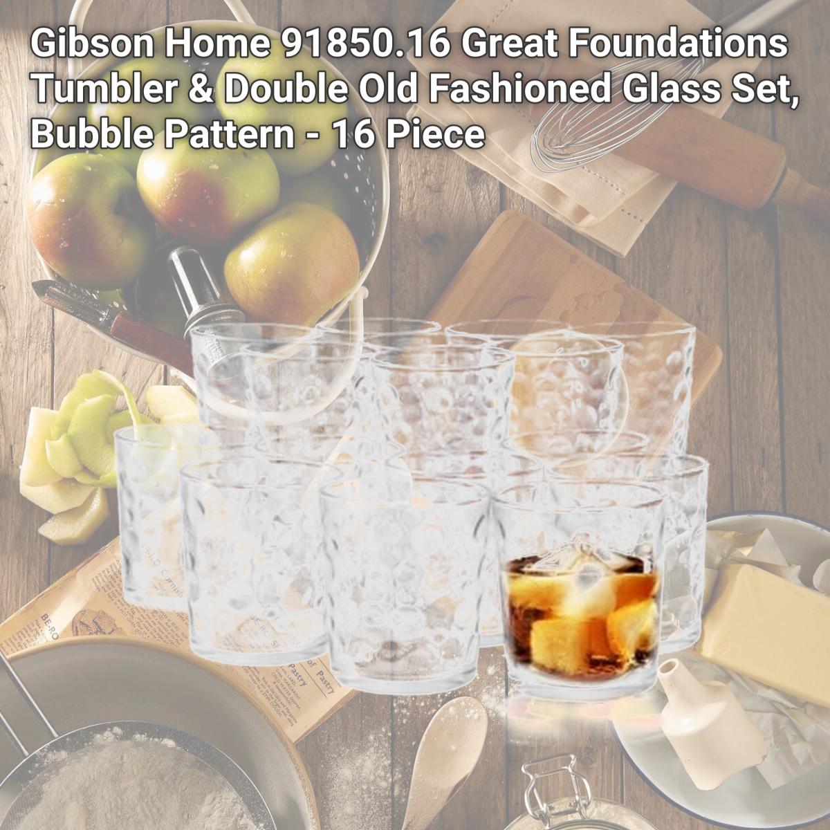 Picture of Gibson Home 91850.16 Great Foundations Tumbler & Double Old Fashioned Glass Set, Bubble Pattern - 16 Piece