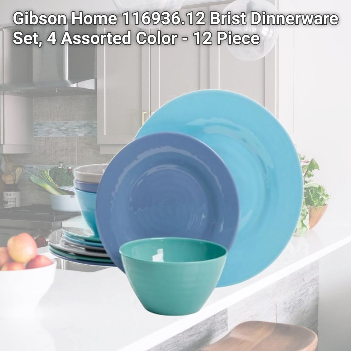 Picture of Gibson Home 116936.12 Brist Dinnerware Set, 4 Assorted Color - 12 Piece