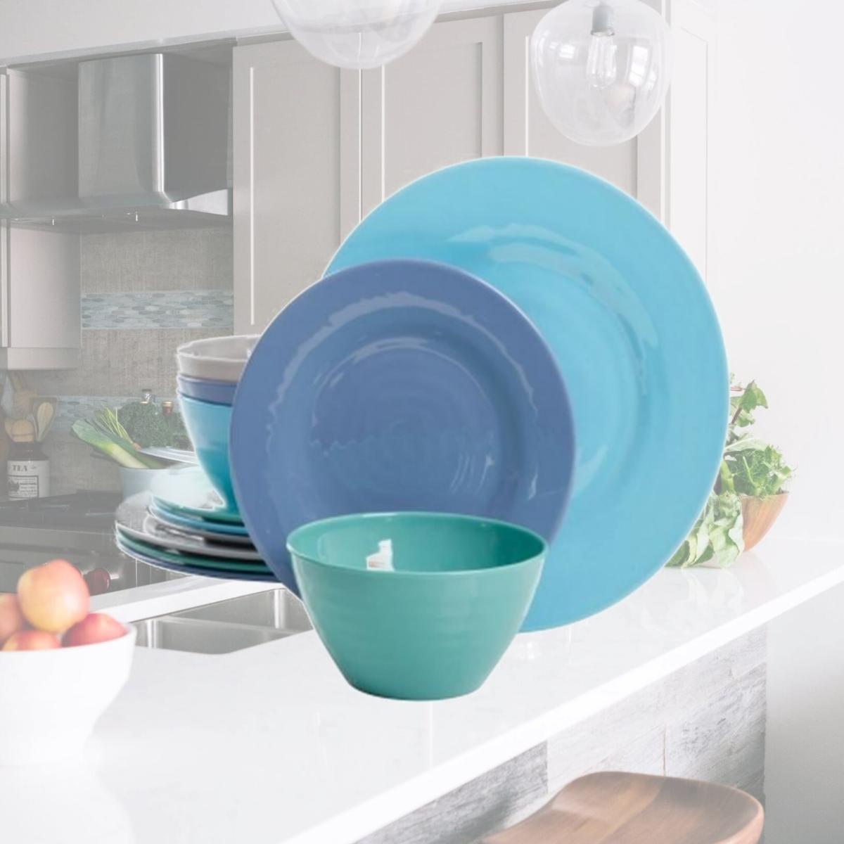 Picture of Gibson Home 116936.12 Brist Dinnerware Set, 4 Assorted Color - 12 Piece