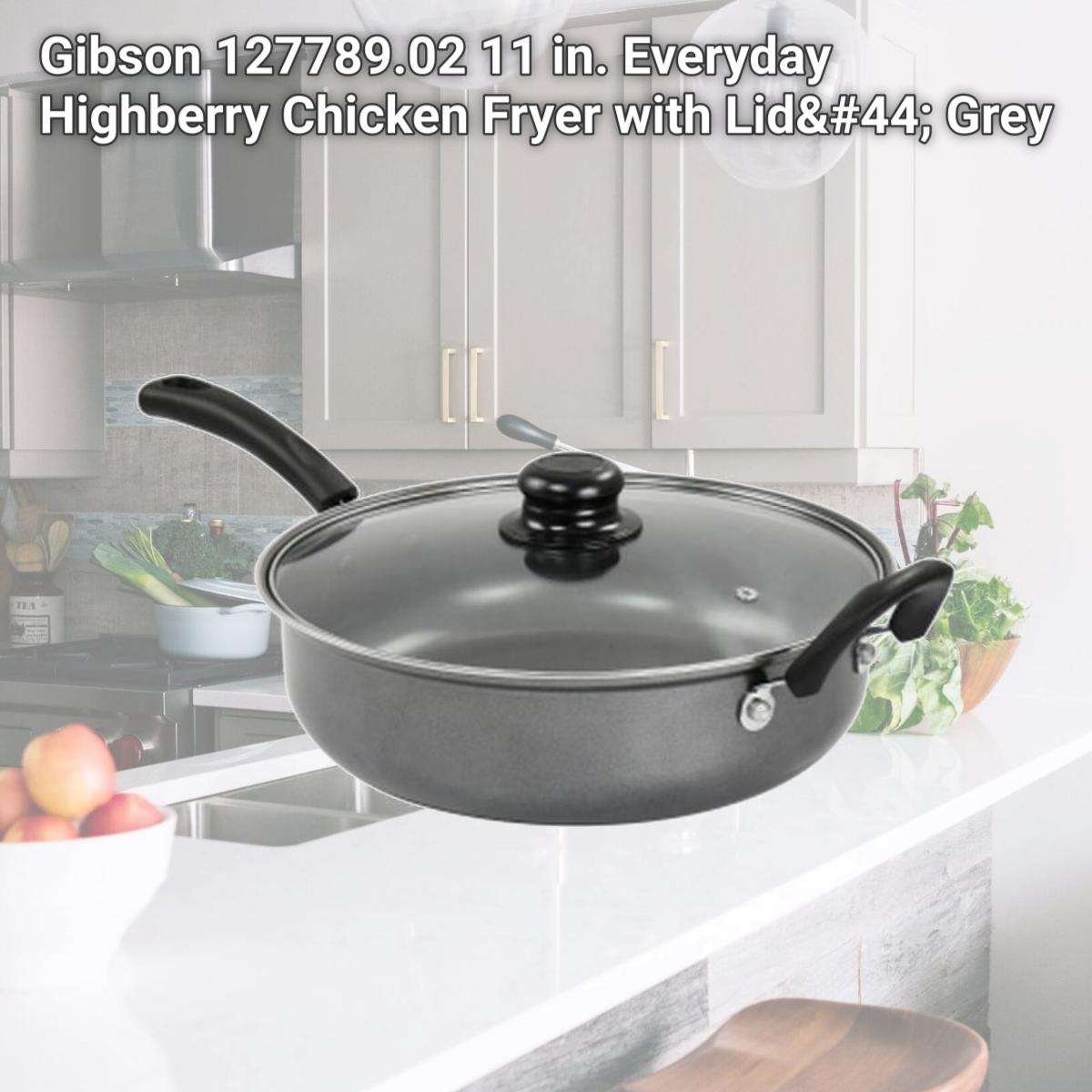 Picture of Gibson 127789.02 11 in. Everyday Highberry Chicken Fryer with Lid, Grey