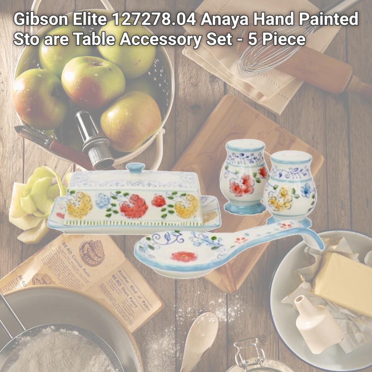 Picture of Gibson Elite 127278.04 Anaya Hand Painted Sto are Table Accessory Set - 5 Piece