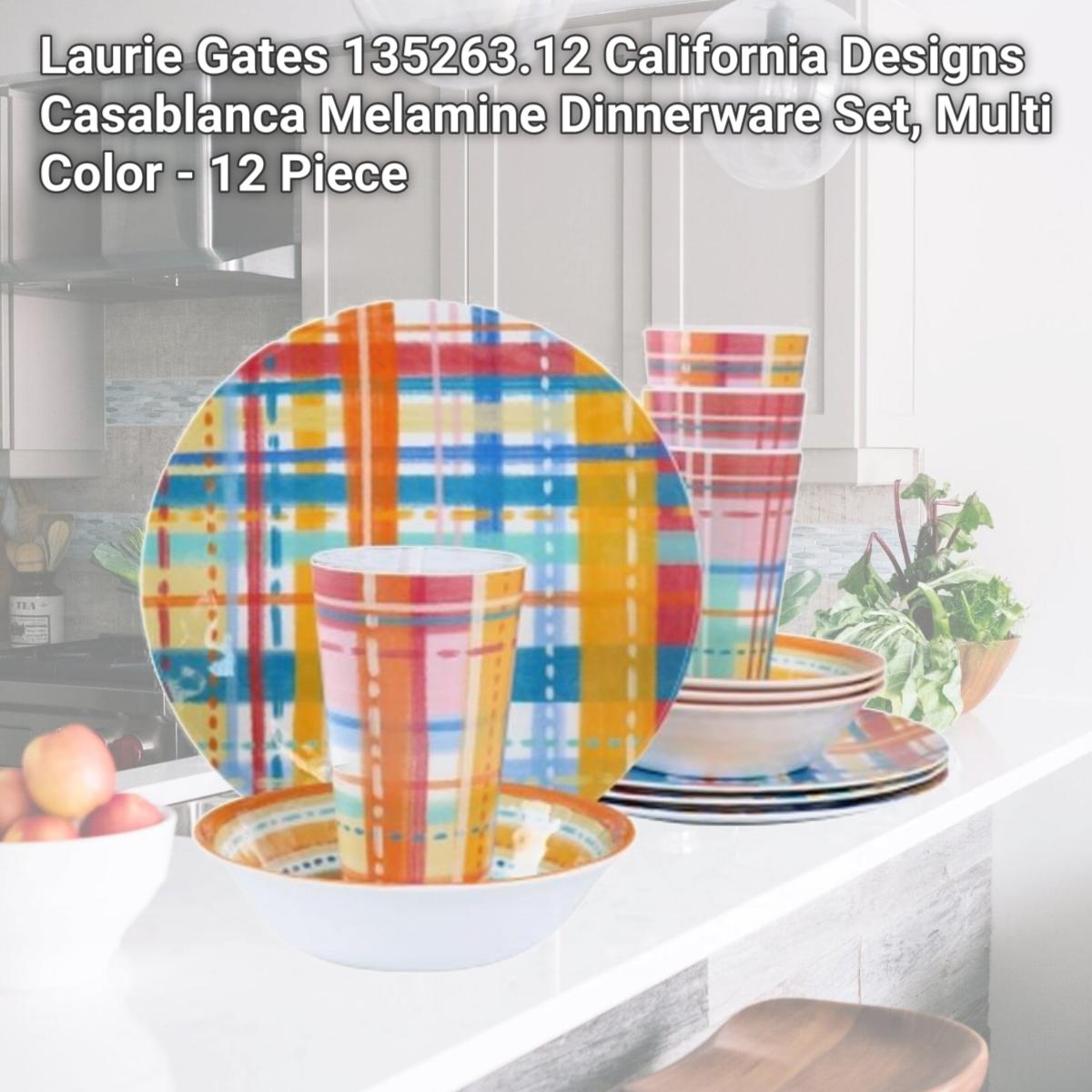 Picture of Laurie Gates 135263.12 California Designs Casablanca Melamine Dinnerware Set, Multi Color - 12 Piece