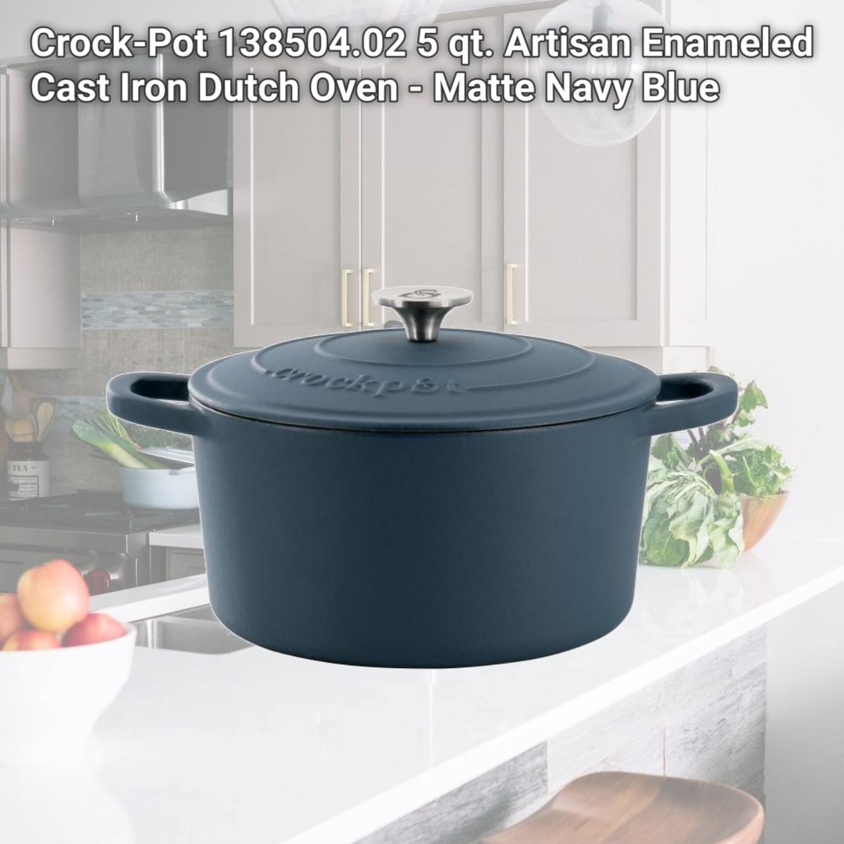 Picture of Crock-Pot 138504.02 5 qt. Artisan Enameled Cast Iron Dutch Oven - Matte Navy Blue