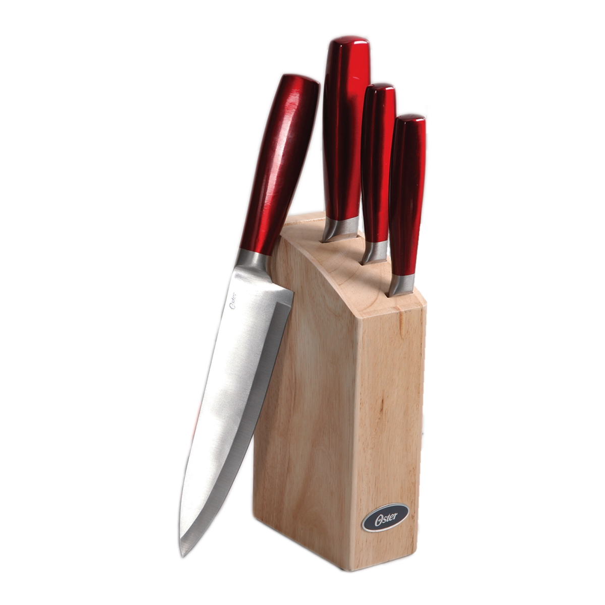 109426.05 5 Piece Calmore Cutlery Set With Rubberwood Block, Red