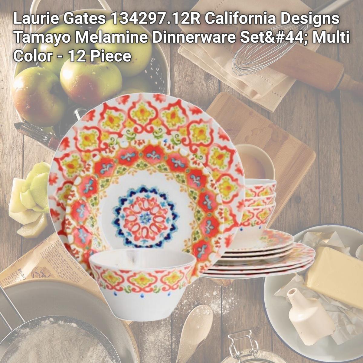 Picture of Laurie Gates 134297.12R California Designs Tamayo Melamine Dinnerware Set, Multi Color - 12 Piece