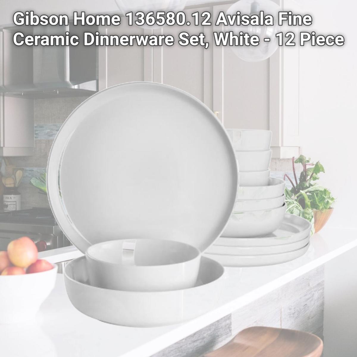 Picture of Gibson Home 136580.12 Avisala Fine Ceramic Dinnerware Set, White - 12 Piece
