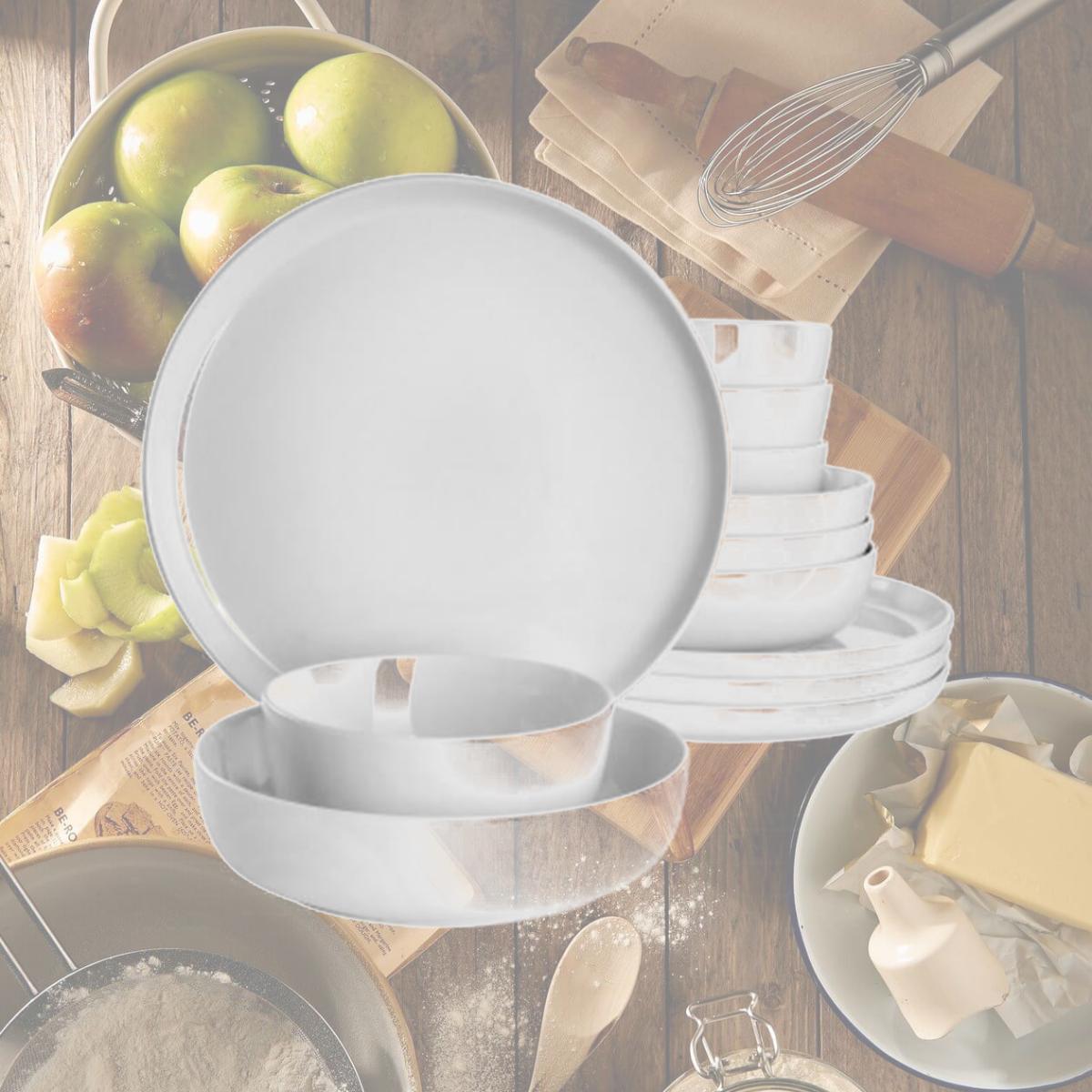 Picture of Gibson Home 136580.12 Avisala Fine Ceramic Dinnerware Set, White - 12 Piece