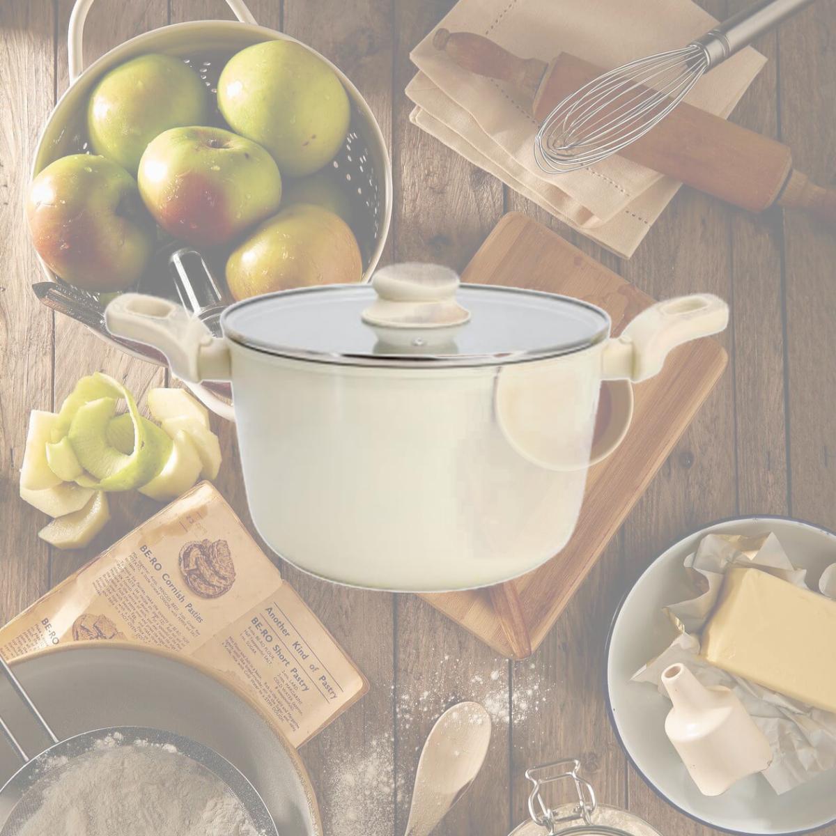 Picture of Gibson Home 137714.02 5 qt. Barnsdall Ceramic Nonstick Aluminum Stock Pot with Lid, Cream