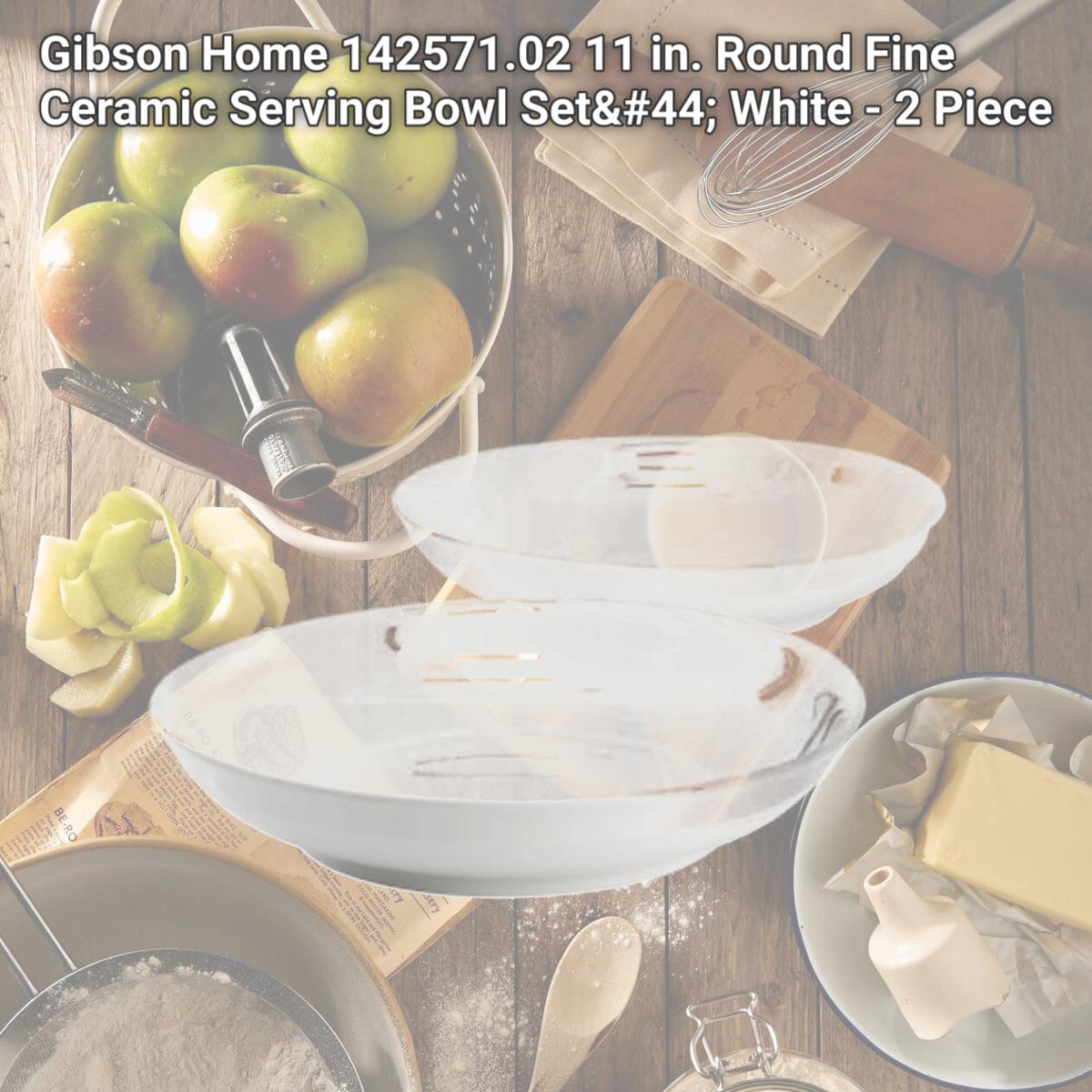 Picture of Gibson Home 142571.02 11 in. Round Fine Ceramic Serving Bowl Set, White - 2 Piece