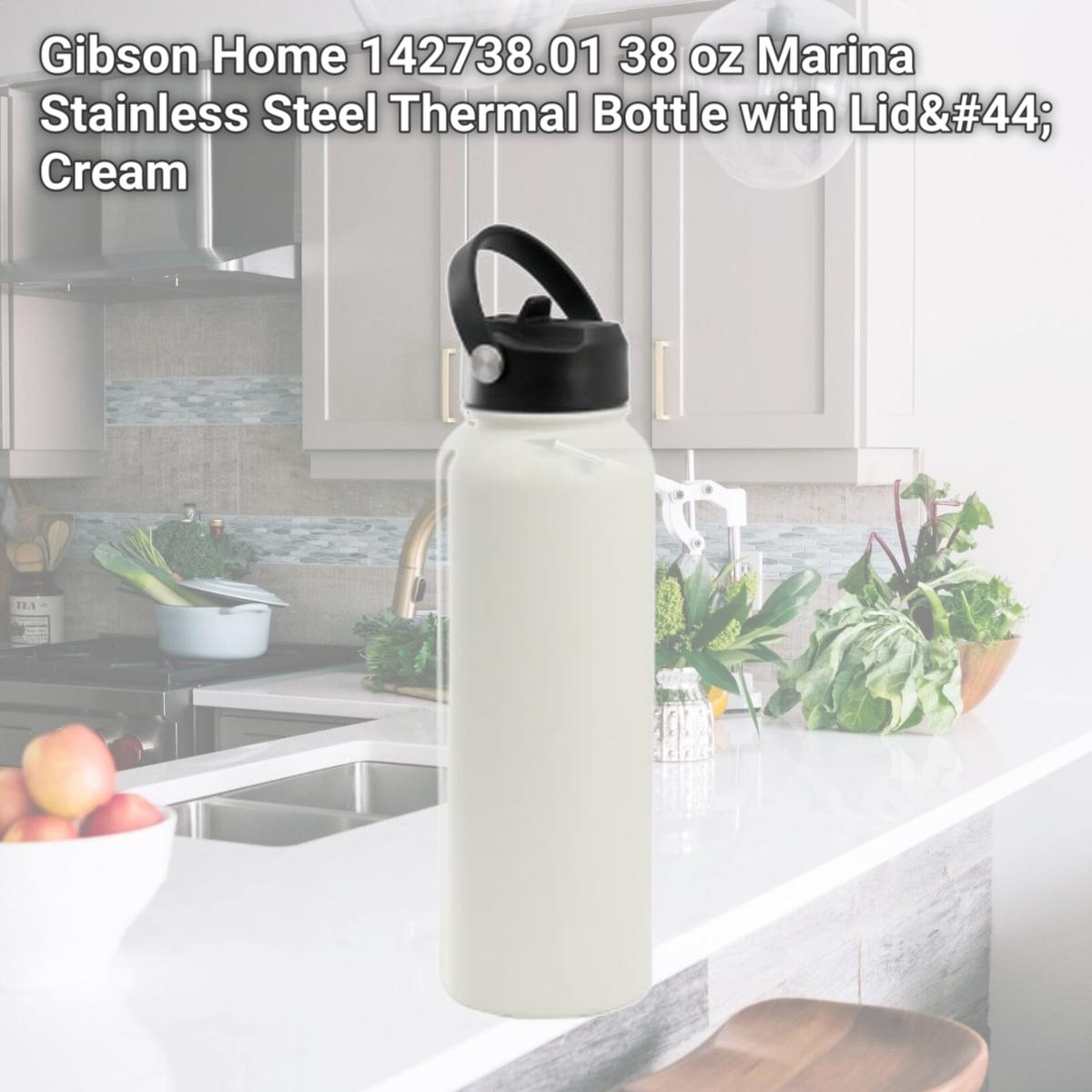 Picture of Gibson Home 142738.01 38 oz Marina Stainless Steel Thermal Bottle with Lid, Cream