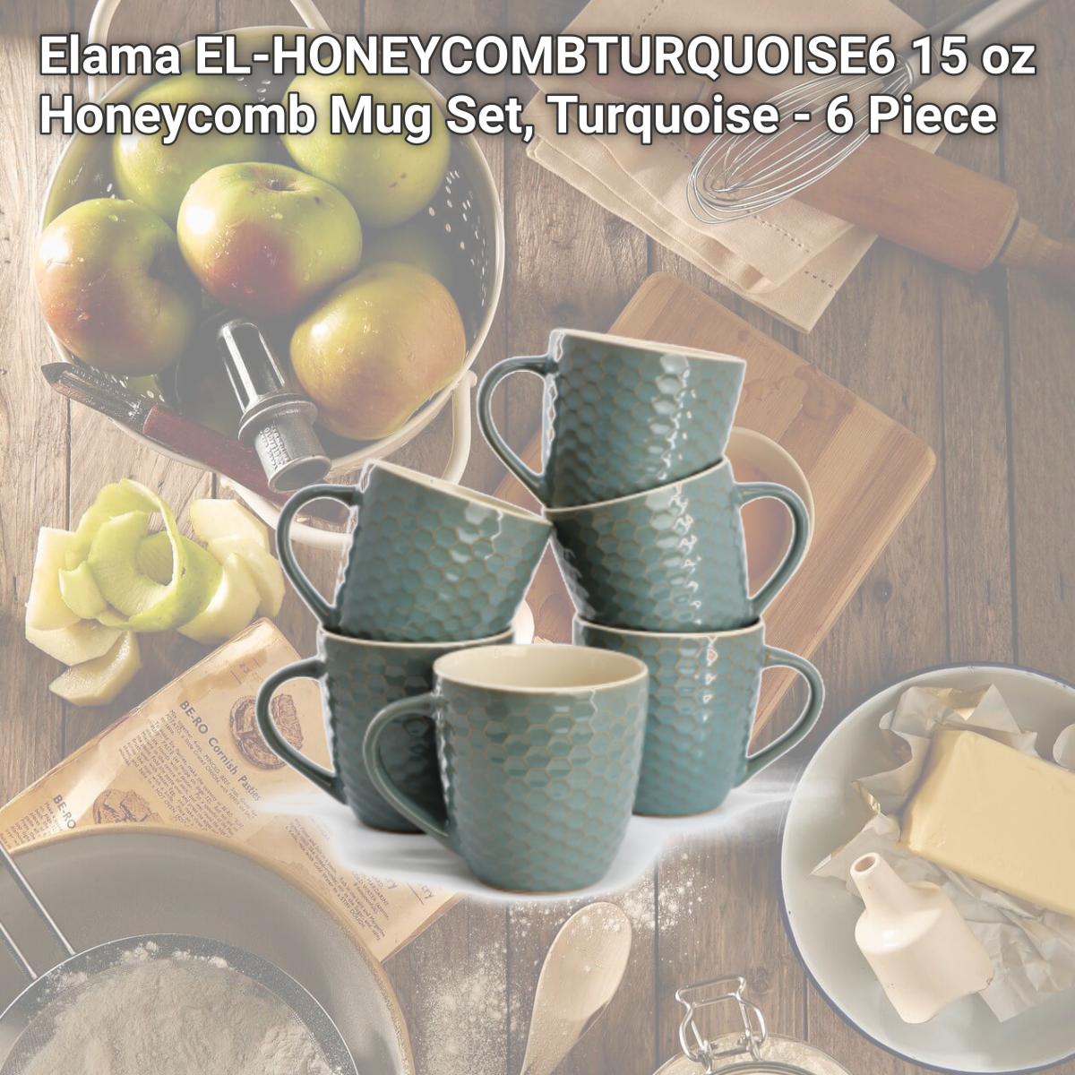 Picture of Elama EL-HONEYCOMBTURQUOISE6 15 oz Honeycomb Mug Set, Turquoise - 6 Piece