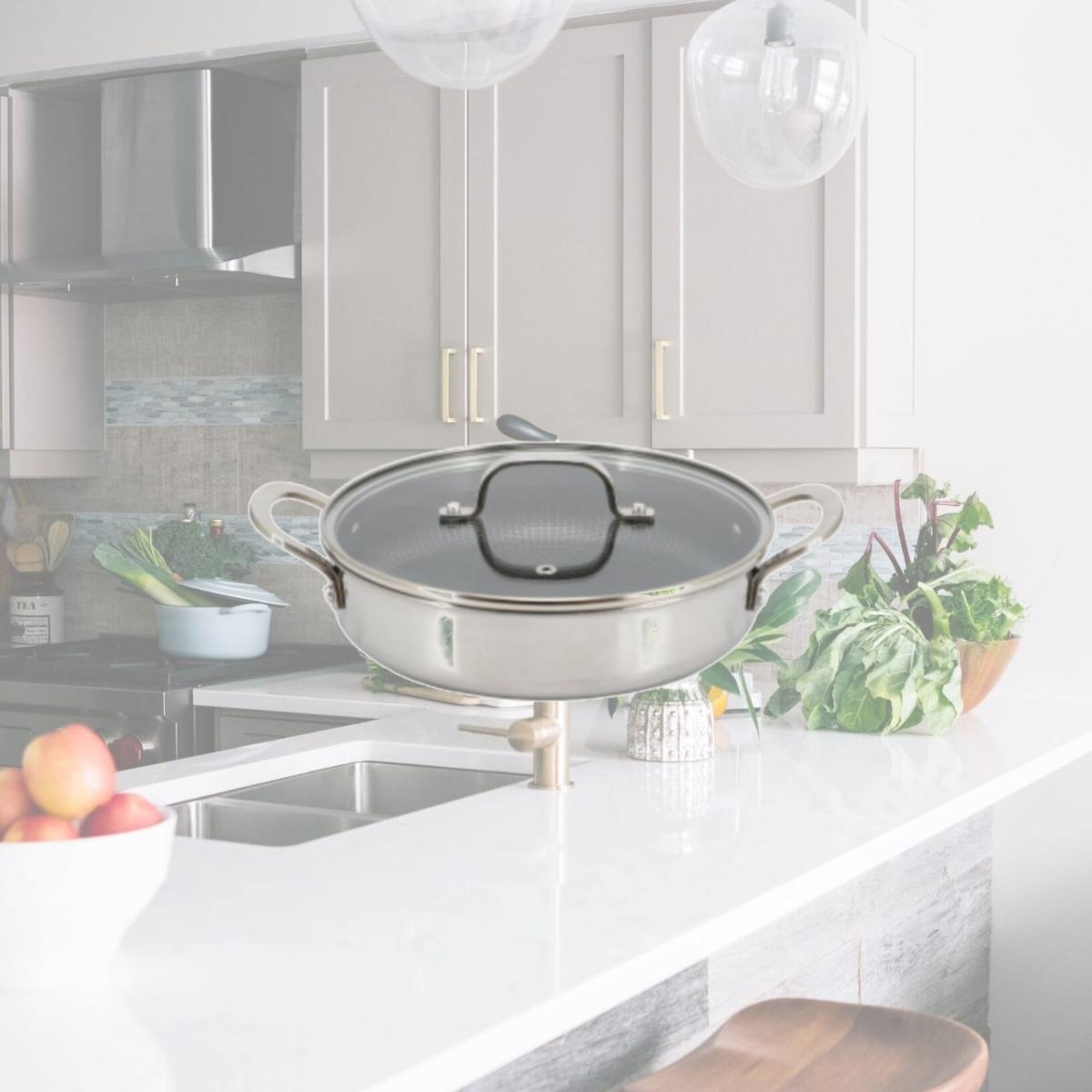 Picture of Better Chef SSDF26 10 in. 3-Ply Stainless Steel Nonstick Deep Fry Pan with Lid, Silver