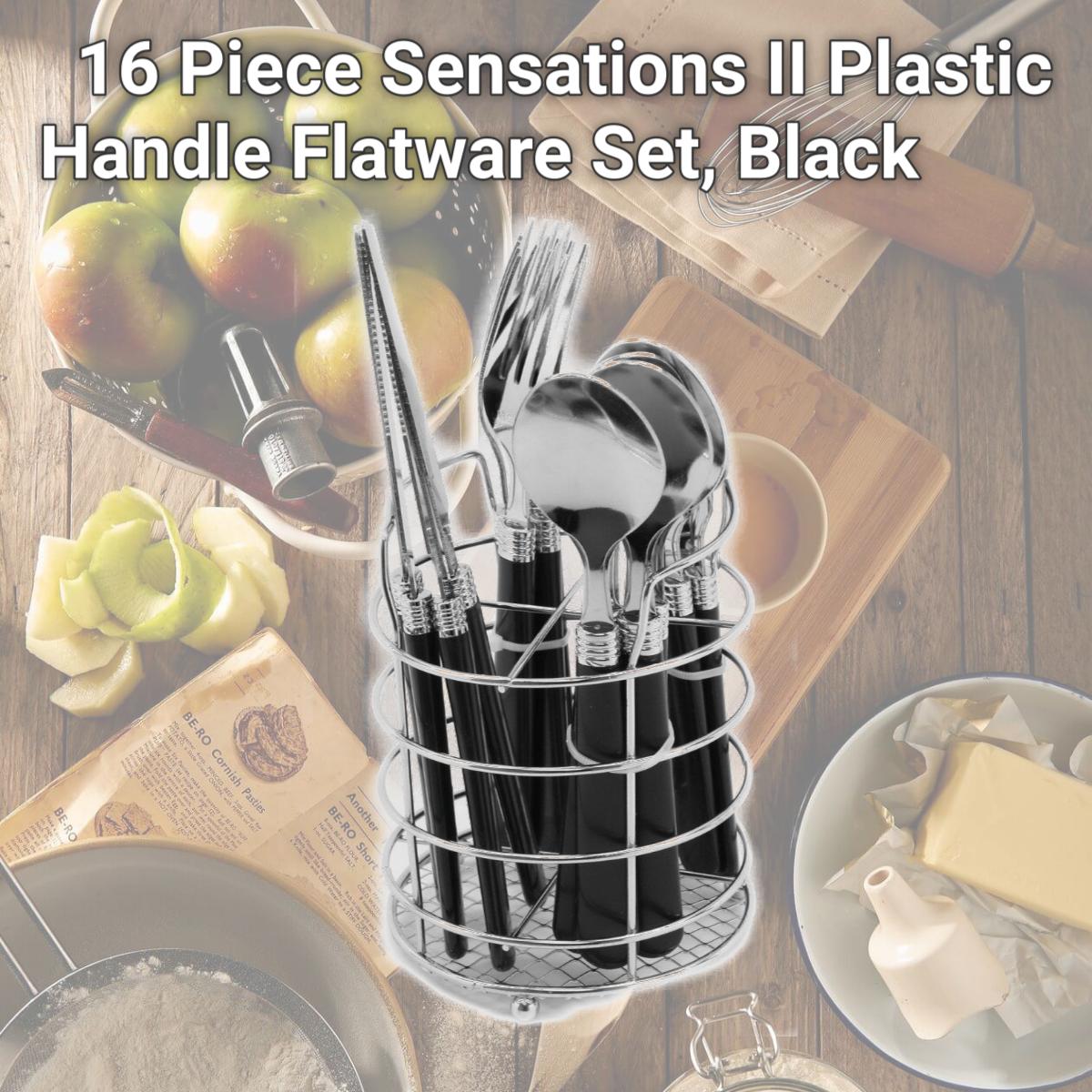 Picture of Gibson 53441.16 16 Piece Sensations II Plastic Handle Flatware Set, Black