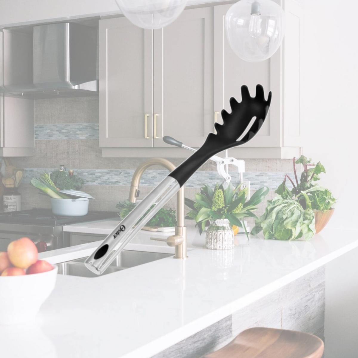 Picture of Oster 126302.01 Baldwyn Nylon Pasta Server Kitchen Utensil with Stainless Steel Handle