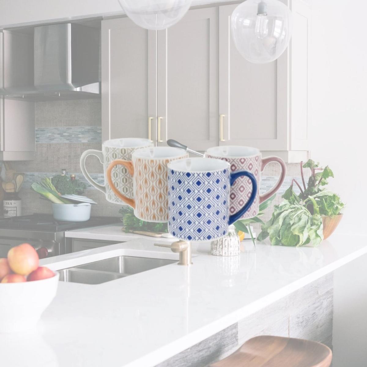 Picture of Mr. Coffee 135394.01 20 oz Bliss Can Shaped Sto are Mug Set, Assorted Colors & Patterns - 4 Piece