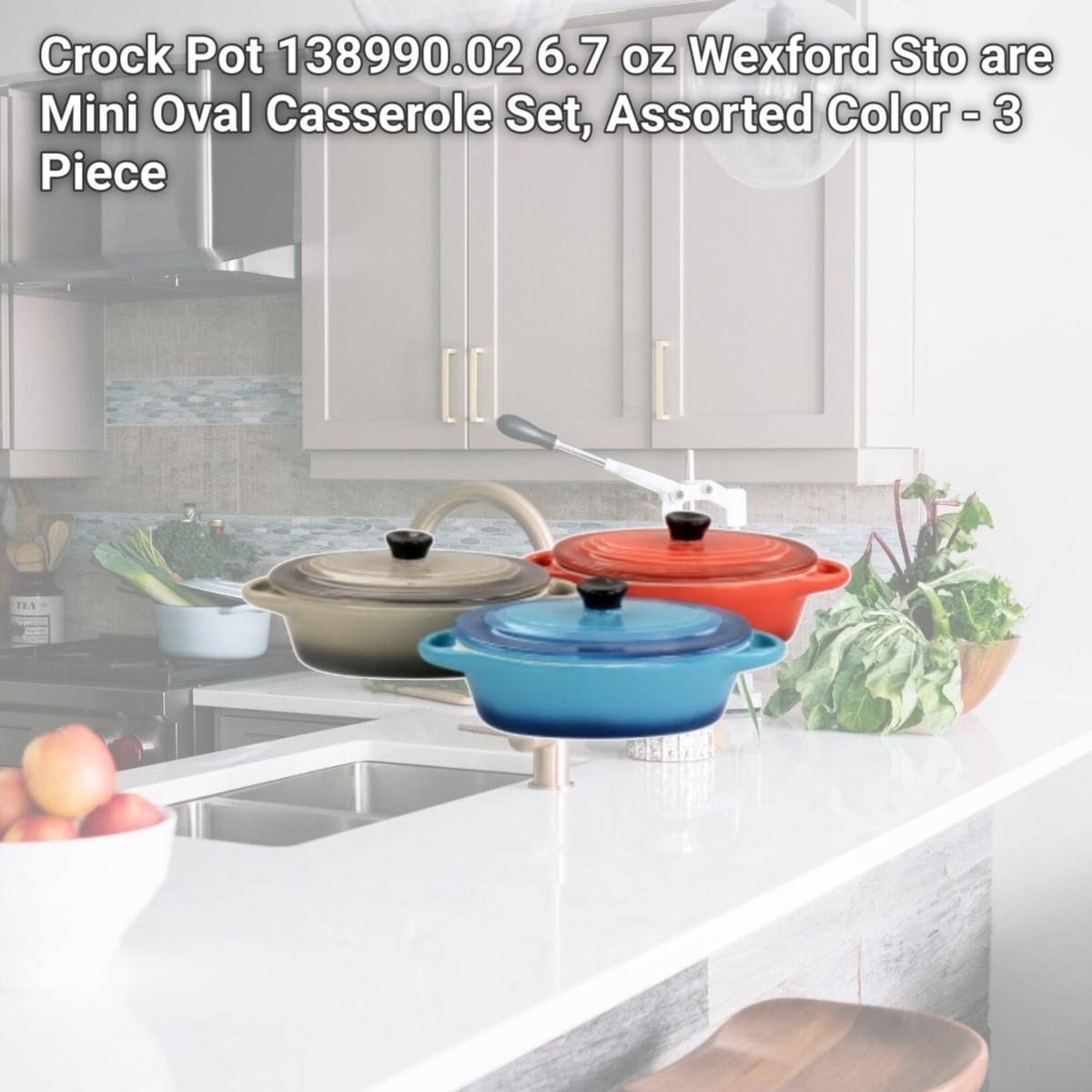 Picture of Crock Pot 138990.02 6.7 oz Wexford Sto are Mini Oval Casserole Set, Assorted Color - 3 Piece