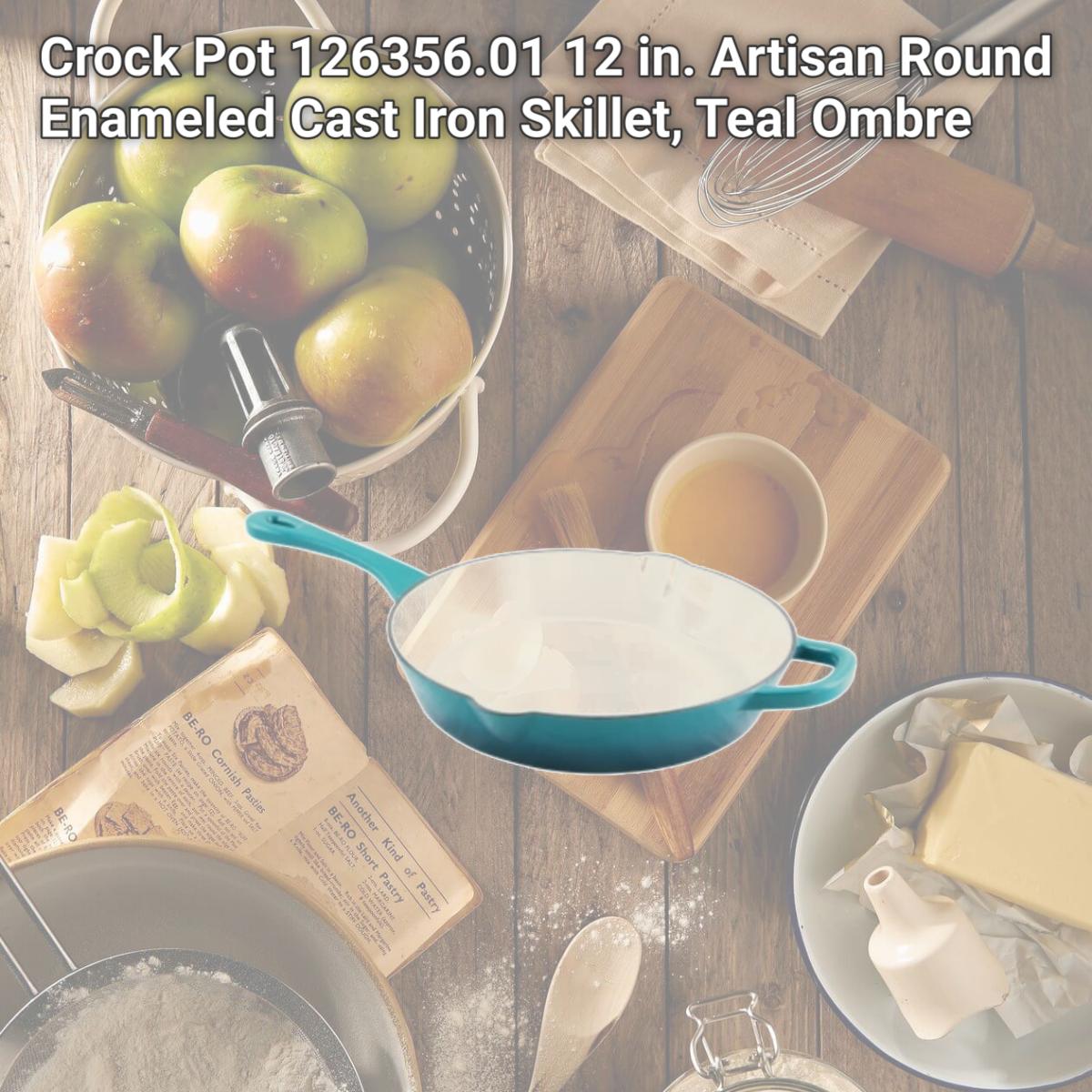 Picture of Crock Pot 126356.01 12 in. Artisan Round Enameled Cast Iron Skillet, Teal Ombre