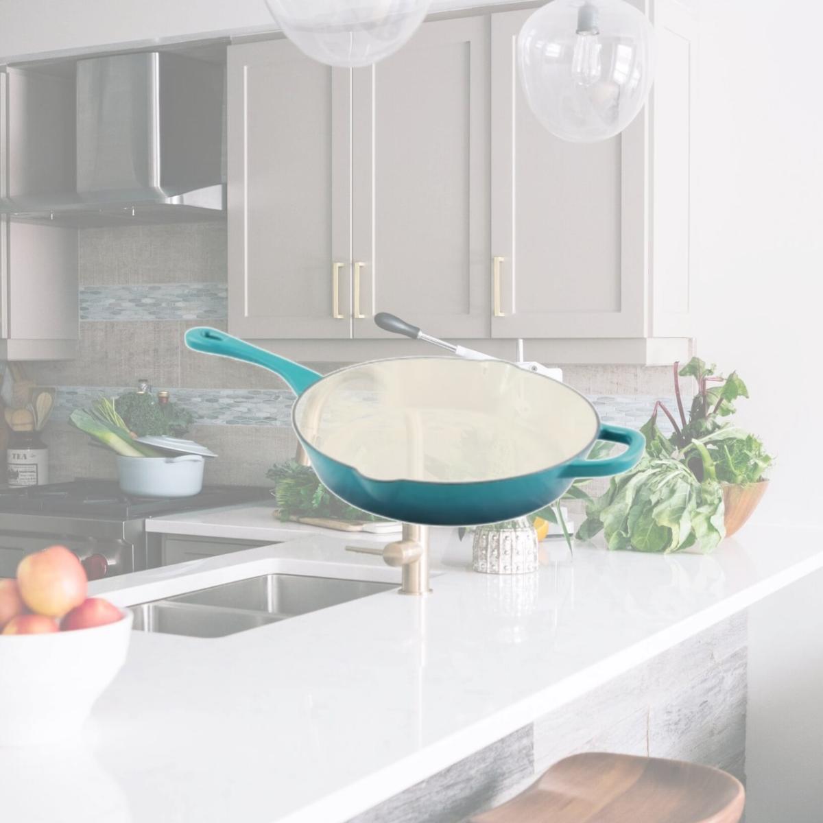 Picture of Crock Pot 126356.01 12 in. Artisan Round Enameled Cast Iron Skillet, Teal Ombre