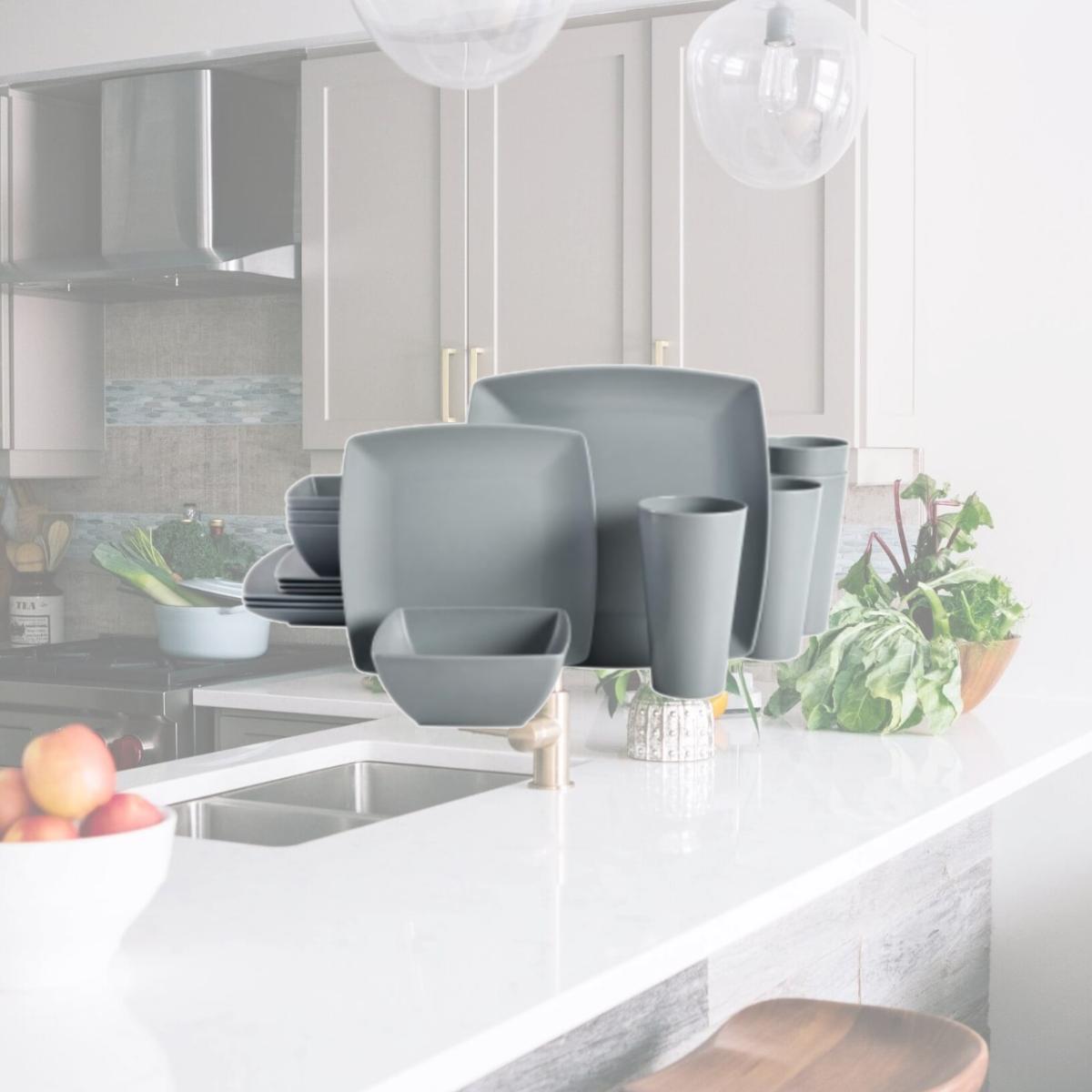Picture of Gibson Home 99897.16R Grayson Square Melamine Dinnerware Set - 16 Piece